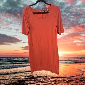 Jones New York women’s size medium shift dress solid rust orange short sleeves